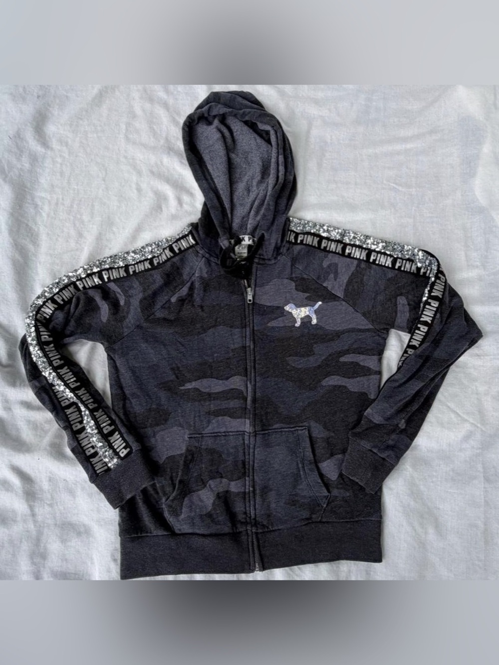 Victoria’s Secret Y2K Pink Sequin Grunge Zip-Up Indie Hoodie